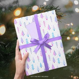 Modern Christmas Trees Purple Pink Blue Pattern