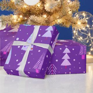 Modern Christmas Trees Purple Pink Blue Pattern