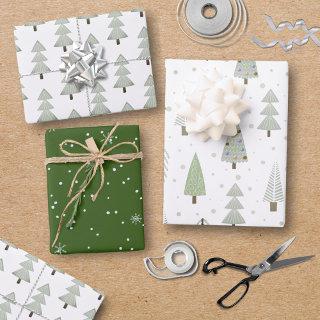 Modern Christmas Trees Sage Olive Green Pattern  Sheets