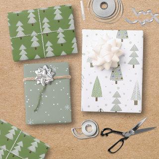 Modern Christmas Trees Sage Olive Green Pattern  Sheets