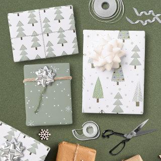 Modern Christmas Trees Sage Olive Green Pattern  Sheets
