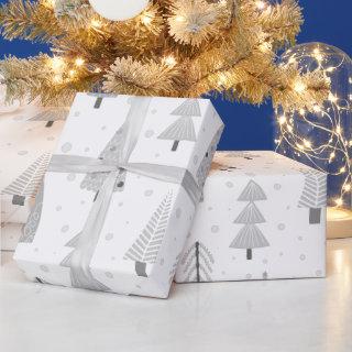 Modern Christmas Trees Silver Gray Pattern