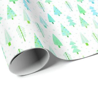 Modern Christmas Trees Turquoise Blue Pattern