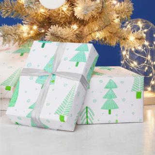 Modern Christmas Trees Turquoise Blue Pattern