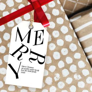 Modern Christmas Typography Personalized  Gift Tag