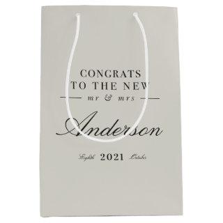 Modern classy typography Mr and Mrs wedding  Medium Gift Bag