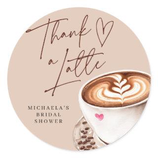 Modern Coffee Bridal Shower Thanks A Latte Classic Round Sticker