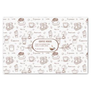 Modern Coffee Pattern Personalized Tissue Paper
