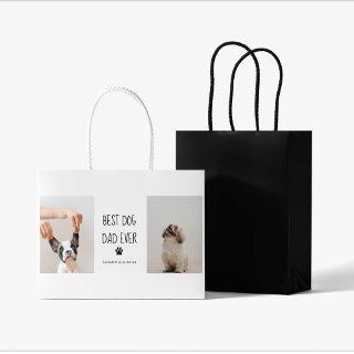 Modern Collage Photo Best Dad Dog Ever Large Gift Bag