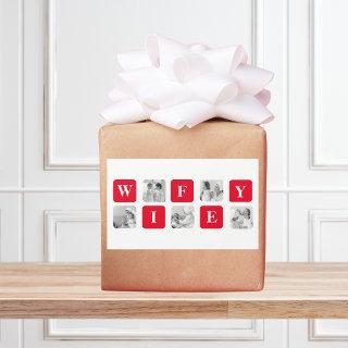Modern Collage Photo & Red Gift For Lovely Wifey Rectangular Sticker