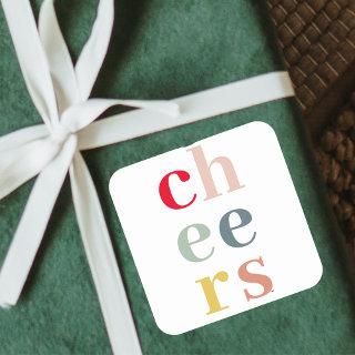 Modern Colorful Cheers | Pastel Colors Square Sticker