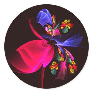 Modern Colorful Floral Abstract Art Pattern #06 Classic Round Sticker