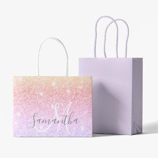 Modern Colorful Glitter Sparkles Personalized Name Large Gift Bag