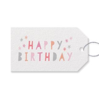 Modern Colorful Happy Birthday Pink Gift Tags