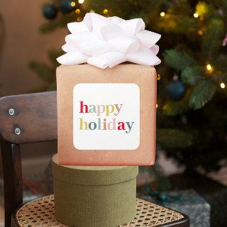 Modern Colorful Happy Holiday Square Sticker