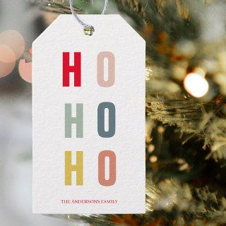 Modern Colorful Ho Ho Ho Holidays  Gift Tags