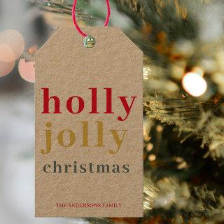 Modern Colorful Holly Jolly Holidays  Gift Tags