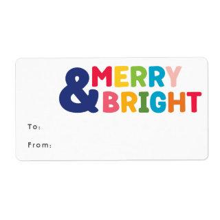 Modern Colorful Merry and Bright Rectangular Gift Label