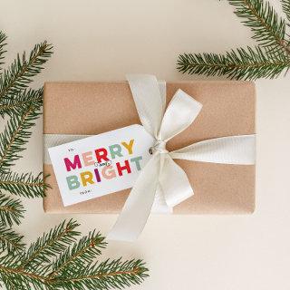Modern Colorful Merry and Bright Twine Gift Tags