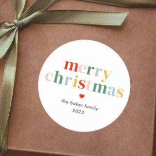 Modern Colorful Merry Christmas Classic Round Sticker