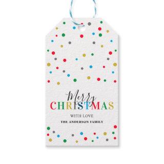 Modern Colorful Polka Dot Merry Christmas Gift Tags