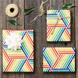 Modern Colorful Rainbow Cube Pattern  Sheets