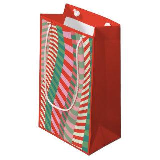 Modern Colorful Red Green Pink Geometric Stripes Small Gift Bag