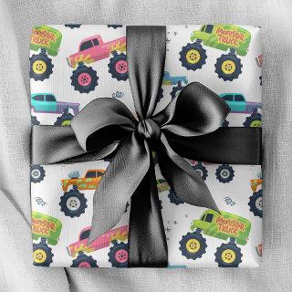 Modern Colorful Watercolor Monster Car Trucks