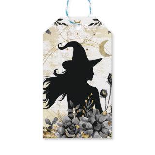 Modern contemporary Halloween witch 3 Gift Tags