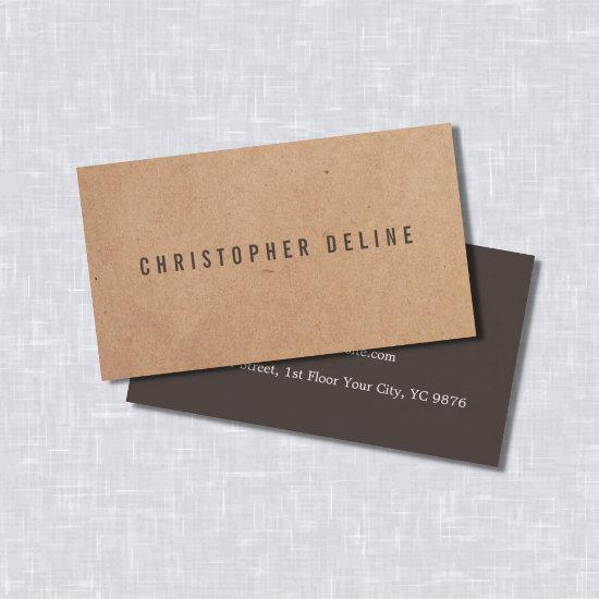 Modern Cool Elegant Brown Kraft Paper Consultant Business Card