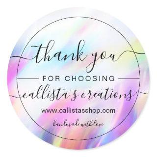 Modern Cool Holographic Customer Thank You Classic Round Sticker