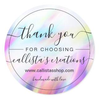 Modern Cool Holographic Customer Thank You Classic Round Sticker