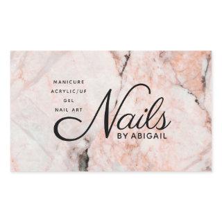 Modern Coral Rose Marble Nails By "Name" Rectangular Sticker