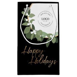 Modern Corporate Logo Happy Holidays  Small Gift Bag