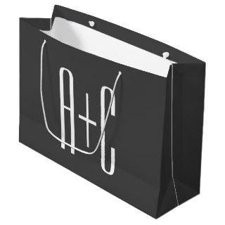 Modern Couples Initials | Grey & White Large Gift Bag