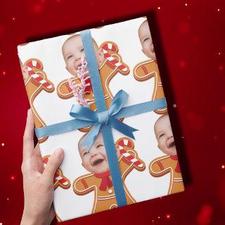 Modern Custom Face Photo Gingerbread Xmas baby