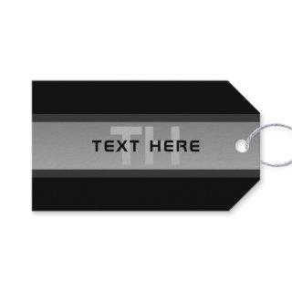 Modern Customizable Layered Text | Black & Grey Gift Tags