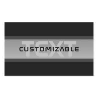 Modern Customizable Layered Text | Black & Grey Rectangular Sticker
