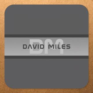 Modern Customizable Layered Text | Black & Grey Square Sticker