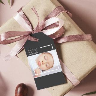 Modern Cute Baby Photo | Beauty Quote Gift Tags