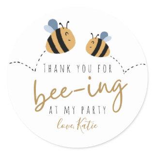 Modern Cute Bumblebee Thank You Birthday Classic Round Sticker