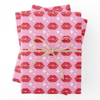 Modern Cute Pink Red Lips Kiss Business Shop  Sheets