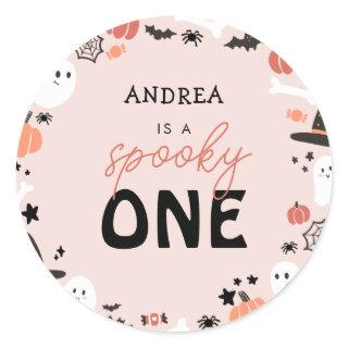 Modern Cute Spooky One Halloween First Birthday Classic Round Sticker