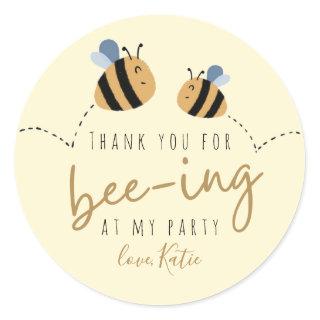 Modern Cute Yellow Bumblebee Thank You Birthday Classic Round Sticker