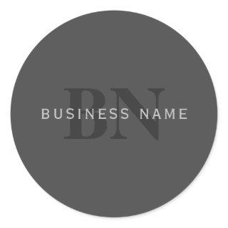 Modern Dark Gray Editable Monogram Design Template Classic Round Sticker