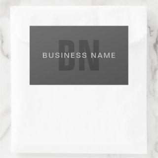 Modern Dark Gray Editable Monogram Design Template Rectangular Sticker