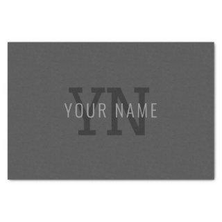 Modern Dark Gray Monogrammed Name (or other text) Tissue Paper