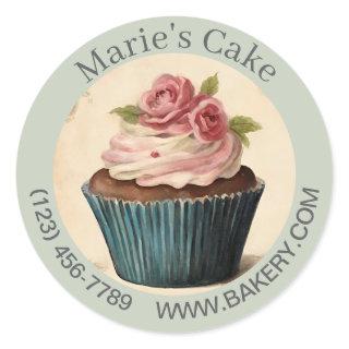 Modern Dessert Baker Cake Caterer Cupcake Bakery Classic Round Sticker
