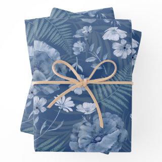 Modern Dusty Blue Wildflower Pattern  Sheets