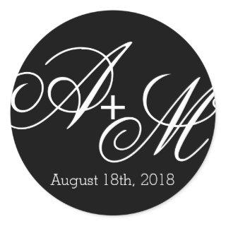 Modern Edge Monogram Classic Round Sticker